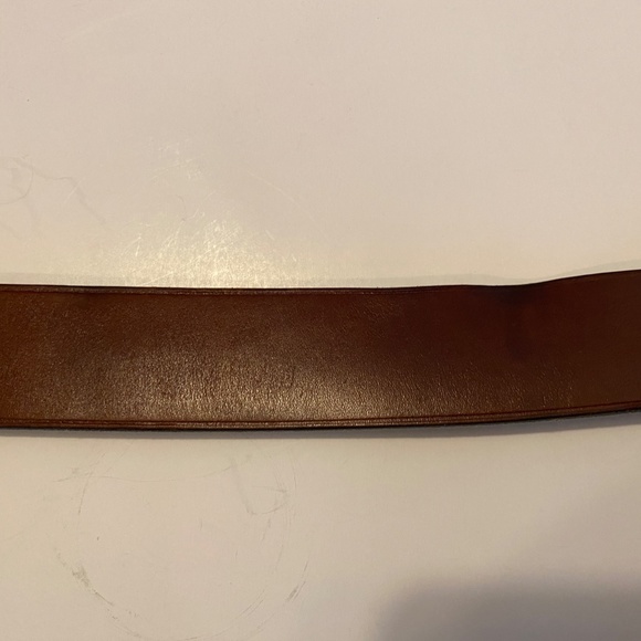 RALPH LAUREN Brown Leather Engraved Brass Buckle Belt Size 36/90 Made In 1967. main image 9